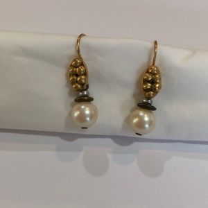 Vintage gold and pearl drop earrings